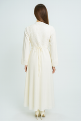 Maxi Dress with Intricate Lace Bodice, Cuff & Hem Detailing