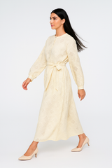 Elegant Embroidered Maxi Dress with Sequins & Belt