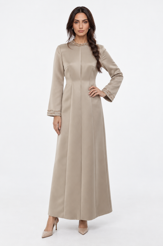 Satin Sculpted A-Line Maxi Dress