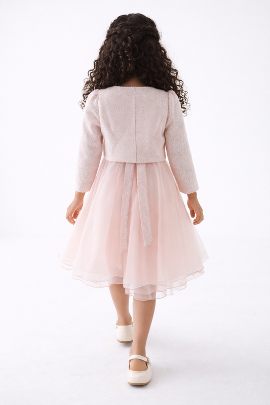 Girls Floral Detail Jacket & Tulle Dress Set