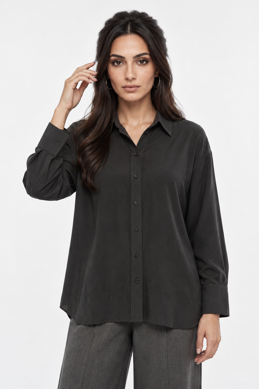 Relaxed Button-Front Workwear Shirt