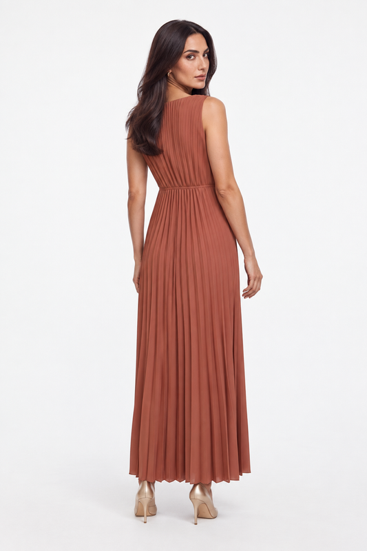 Embellished Pleated Maxi Dress