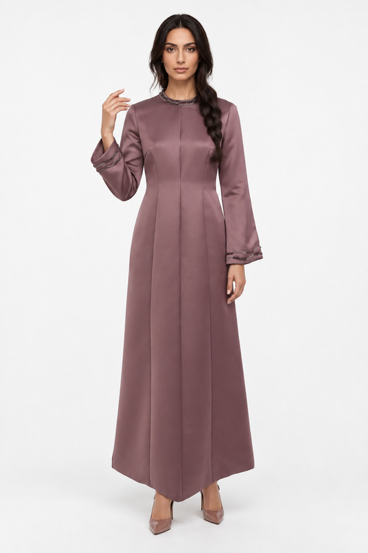 Satin Sculpted A-Line Maxi Dress