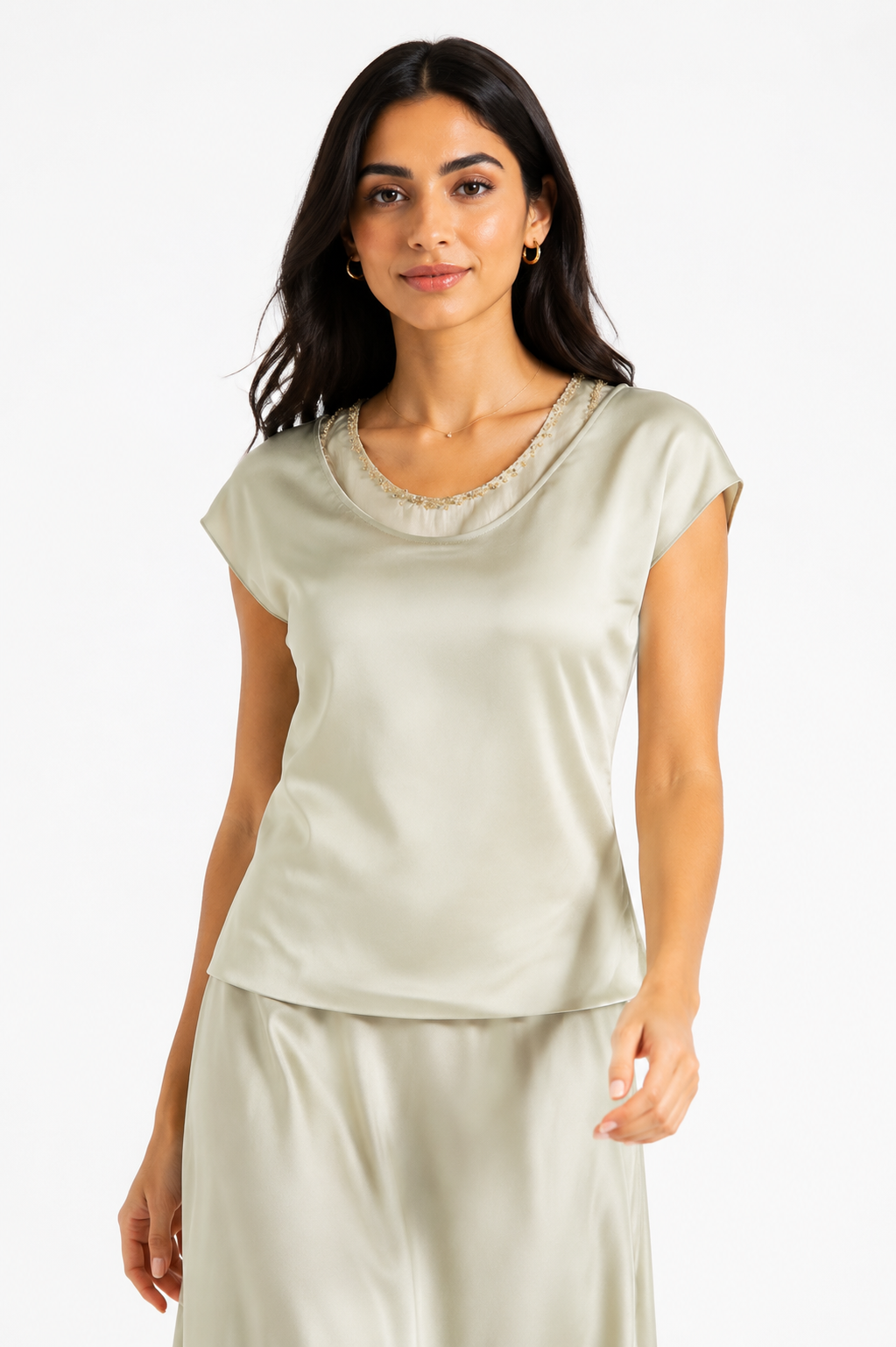 Layali Satin Embellished Layered Top