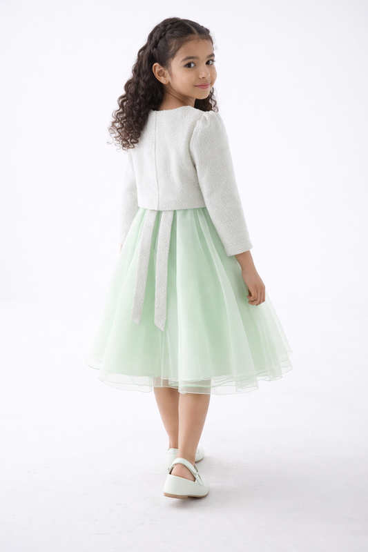 Girls Floral Detail Jacket & Tulle Dress Set