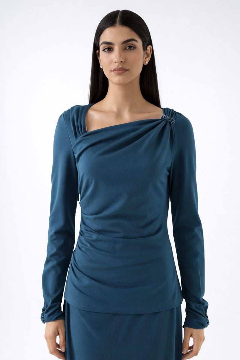 Asymmetric Embellished Blouse