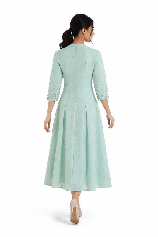 Celeste Embellished Lace Midi Dress