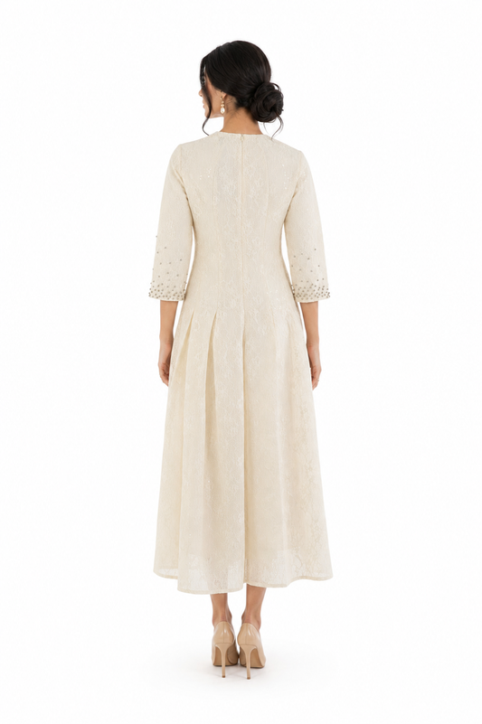 Celeste Embellished Lace Midi Dress