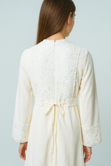 Maxi Dress with Intricate Lace Bodice, Cuff & Hem Detailing
