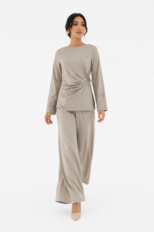 Embroidered Draped Blouse