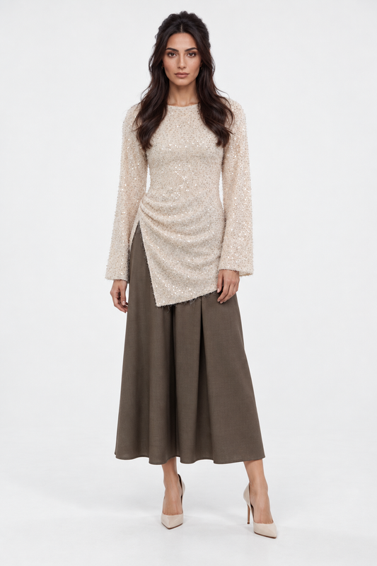 Sequin Textured Ruched Tunic