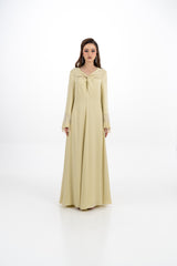 Twist Front Maxi Dress with Stone Tassel Cuffs