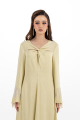 Twist Front Maxi Dress with Stone Tassel Cuffs