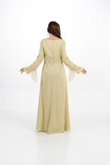 Twist Front Maxi Dress with Stone Tassel Cuffs