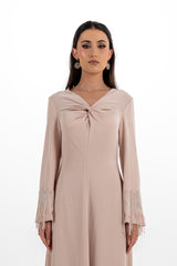 Twist Front Maxi Dress with Stone Tassel Cuffs