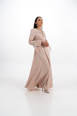 Twist Front Maxi Dress with Stone Tassel Cuffs