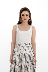 Floral Jacquard Pleated Skirt