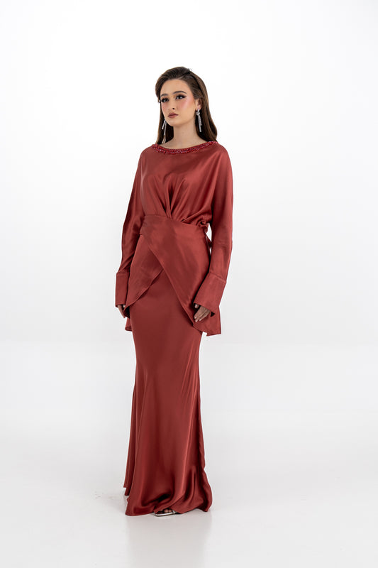 Satin-Finish Maxi Skirt