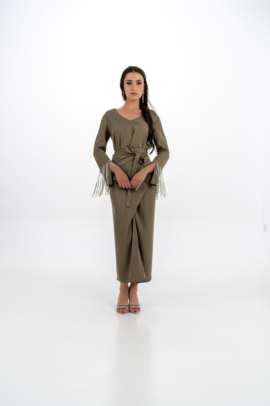 Asymmetrical Wrap Skirt with Waist Tie