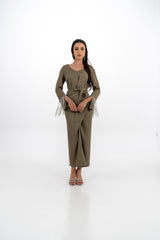 Asymmetrical Wrap Skirt with Waist Tie