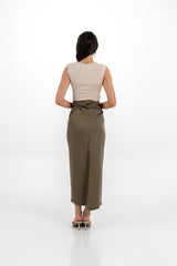 Asymmetrical Wrap Skirt with Waist Tie