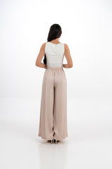 Wide-Leg Tailored Pants with Pleated Front