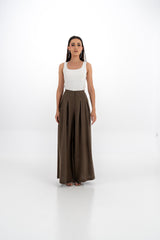 High-Waisted Wide-Leg Pleated Pants