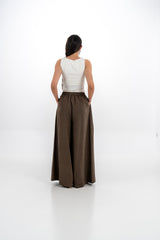 High-Waisted Wide-Leg Pleated Pants