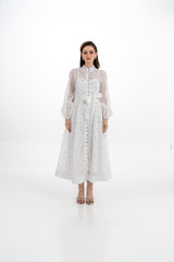 Radiant Elegance Stone-Embellished Sheer Midi Dress