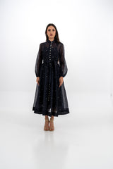 Radiant Elegance Stone-Embellished Sheer Midi Dress