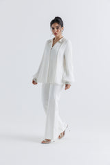 Elegance Redefined: Embellished Pleated Sleeve Shirt