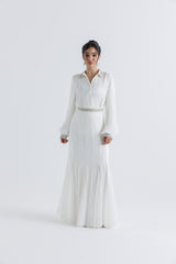 Elegance Redefined: Embellished Pleated Sleeve Shirt