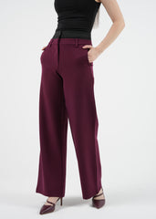 High-Waist Wide-Leg Pants with Contrast Waistband