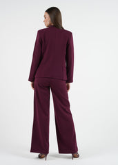 Elegant Plum Blazer with Flower Accent