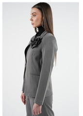 Elegant Women's Blazer with 3D Floral Detail