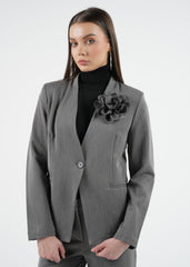 Elegant Women's Blazer with 3D Floral Detail