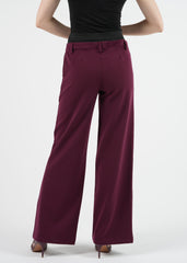 High-Waist Wide-Leg Pants with Contrast Waistband