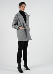 Oversized Double-Breasted Coat with Buttoned Sleeves