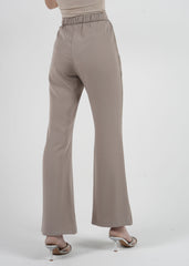 High-Waist Straight-Leg Pants with Embellished Line