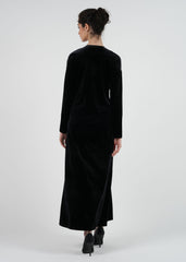 Velvet Cardigan with Attached Dress and Embellished Belt