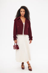 Velvet Solid Cropped Jacket