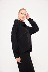 Notched Lapel Solid Sweatshirt