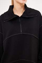 Notched Lapel Solid Sweatshirt