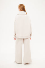 Notched Lapel Solid Sweatshirt