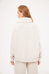 Notched Lapel Solid Sweatshirt