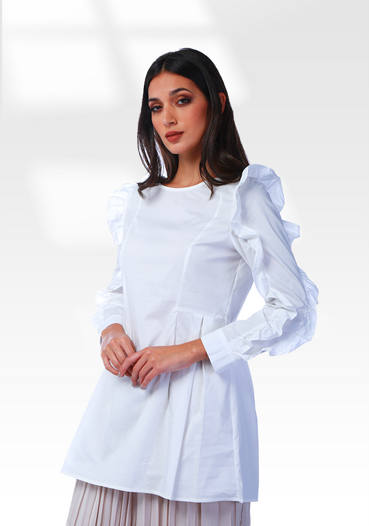 2205118- Ruffled Sleeve Blouse - Montania Shop