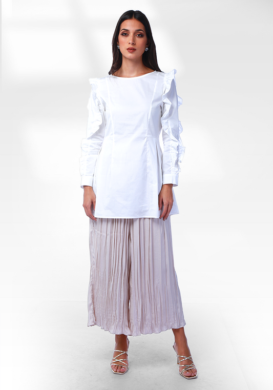 2205118- Ruffled Sleeve Blouse - Montania Shop