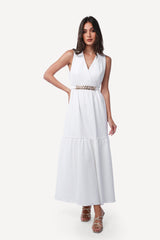 2243003- Sleeveless Tiered Maxi Dress - Montania Shop