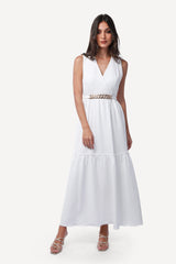 2243003- Sleeveless Tiered Maxi Dress - Montania Shop