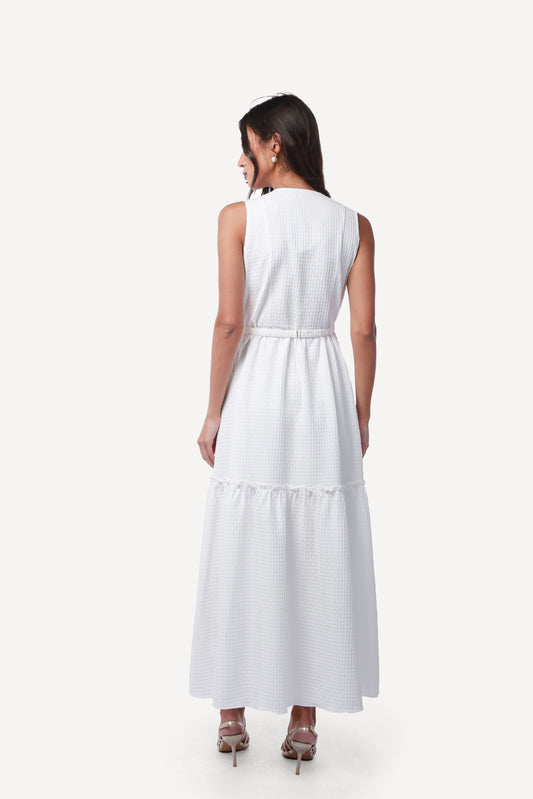 2243003- Sleeveless Tiered Maxi Dress - Montania Shop